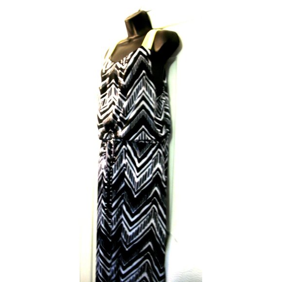Notations Maxi Shift Retro Dress  Plus Size Large, Black/White/Yellow - Picture 6 of 15